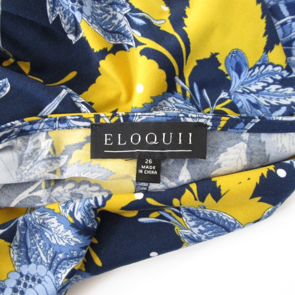 Eloquii Womens Plus Size Navy Blue Yellow Floral Shift Midi Dress Size 26 - Picture 9 of 11